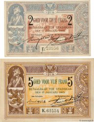 2 et 5 Francs BELGIO Brugge - Bruges 1914 P.-