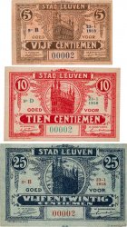 5, 10 et 25 Centimes Petit numéro BÉLGICA Leuven - Louvain 1918 P.-