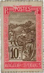 10 Centimes Zébu MADAGASCAR  1916 P.017 q.FDC