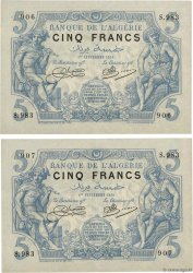 5 Francs Consécutifs ALGERIA  1916 P.071a SPL