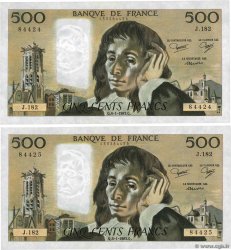 500 Francs PASCAL Consécutifs FRANCE  1983 F.71.28 UNC-