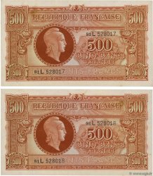 500 Francs MARIANNE fabrication anglaise Consécutifs FRANCE  1945 VF.11.01 pr.NEUF