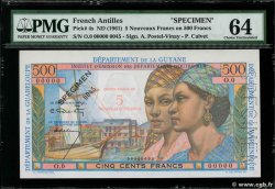 5 Nouveaux Francs sur 500 Francs Pointe à Pitre Spécimen FRENCH ANTILLES  1962 P.04s ST