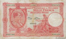 1000 Francs - 200 Belgas BÉLGICA  1944 P.115 BC