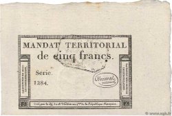 5 Francs Monval cachet noir FRANKREICH  1796 Ass.63b fST+