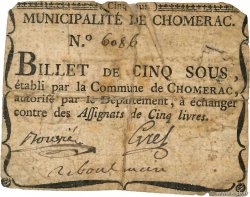 5 Sous FRANCE Regionalismus und verschiedenen Chomerac 1792 Kc.07.054