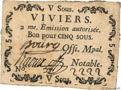 5 Sous FRANCE regionalism and various Viviers 1792 Kc.07.200