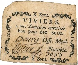 10 Sous FRANCE regionalism and various Viviers 1792 Kc.07.201 VF
