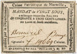 20 Sous FRANCE regionalism and miscellaneous Marseille 1792 Kc.13.087