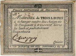 3 Livres FRANCE régionalisme et divers Marseille 1792 Kc.13.090