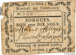 10 Sols FRANCE regionalism and miscellaneous Sorgues 1792 Kc.13.126