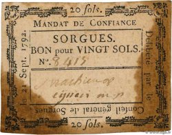 20 Sols FRANCE regionalism and miscellaneous Sorgues 1792 Kc.13.129(var)
