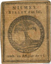 1 Sol FRANCE regionalism and various Nimes 1791 Kc.30.065