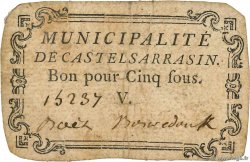 5 Sous FRANCE regionalism and various Castelsarrasin 1792 Kc.31.028 F