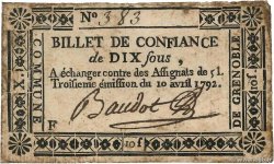 10 Sous FRANCE Regionalismus und verschiedenen Grenoble 1792 Kc.38.025