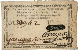 5 Sous FRANCE regionalism and miscellaneous Montauban 1792 Kc.46.096s