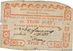 3 Sous FRANCE Regionalismus und verschiedenen Cornon 1792 Kc.63.070 S