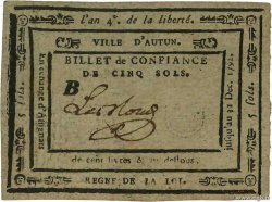 5 Sols FRANCE regionalism and miscellaneous Autun 1792 Kc.71.002a VF