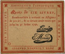 6 Livres FRANCE regionalism and miscellaneous Rouen 1792 Kc.76.163 VF+