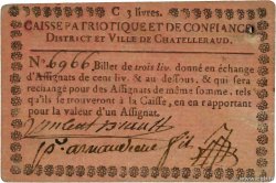 3 Livres FRANCE Regionalismus und verschiedenen Chatelleraud 1792 Kc.86.005