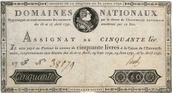 50 Livres FRANKREICH  1792 Ass.28a