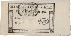 5 Francs Monval cachet noir FRANCE  1796 Ass.63b XF+