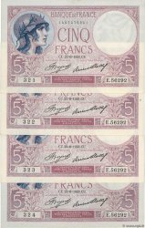 5 Francs FEMME CASQUÉE Consécutifs FRANCE  1933 F.03.17 UNC-