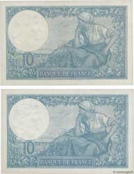 10 Francs MINERVE Consécutifs FRANCE  1925 F.06.09 XF