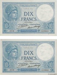 10 Francs MINERVE Consécutifs FRANCE  1926 F.06.10 XF+