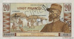 20 Francs Émile Gentil Spécimen AFRIQUE ÉQUATORIALE FRANÇAISE  1957 P.30s VZ