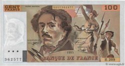 100 Francs DELACROIX UNIFACE FRANCIA  1995 F.69bisU.05 EBC
