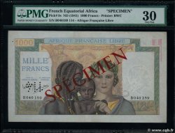 1000 Francs Spécimen AFRIQUE ÉQUATORIALE FRANÇAISE Brazzaville 1941 P.09s MBC
