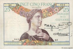 25 Francs FRENCH GUIANA  1940 P.07 VF