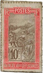 10 Centimes Zébu MADAGASKAR  1916 P.023 VZ+