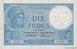 10 Francs MINERVE FRANKREICH  1918 F.06.03 VZ+