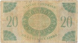 20 Francs Petit numéro AFRIQUE ÉQUATORIALE FRANÇAISE Brazzaville 1944 P.12a q.B