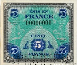 5 Francs DRAPEAU Spécimen FRANCIA  1944 VF.17.00Sp FDC
