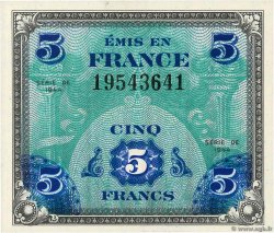 5 Francs DRAPEAU FRANCIA  1944 VF.17.01 FDC
