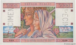 5000 Francs TRÉSOR PUBLIC Épreuve FRANKREICH  1955 VF.36.00Ec fST+