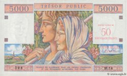 50NF sur 5000 Francs TRÉSOR PUBLIC FRANKREICH  1960 VF.39.01 fST