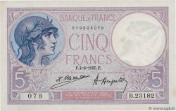 5 Francs FEMME CASQUÉE FRANCIA  1925 F.03.09