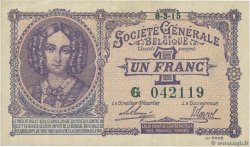 1 Franc BELGIUM  1915 P.086a UNC-