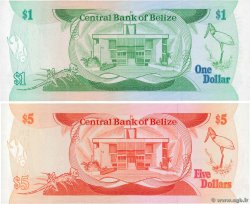 1 et 5 Dollars Lot BELIZE  1986 P.46b et P.47b UNC-