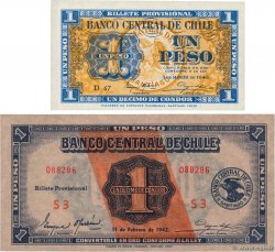 1 Peso - 1/10 Condor Lot CHILE
  1942 P.089 et P.090d ST