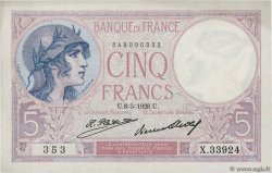 5 Francs FEMME CASQUÉE FRANCE  1928 F.03.12 AU-
