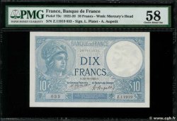 10 Francs MINERVE FRANCE  1923 F.06.07 AU-