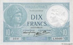 10 Francs MINERVE modifié FRANCE  1942 F.07.31 XF