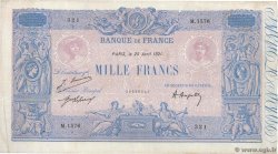1000 Francs BLEU ET ROSE FRANCIA  1921 F.36.37 q.BB