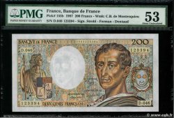 200 Francs MONTESQUIEU UNIFACE FRANKREICH  1987 F.70U.07 VZ