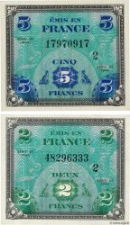 2 et 5 Francs DRAPEAU Lot FRANCIA  1944 VF.16.02 et VF.17.02 FDC